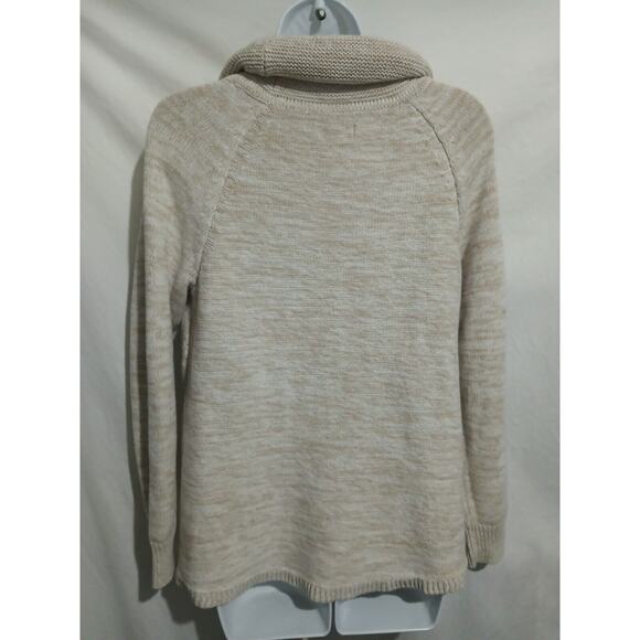 Croft & Barrow Size M Long Sleeve Tan And Cream Cowl Neck Pull Over Sweater - Picture 5 of 8